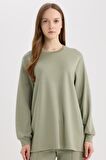 DeFacto Regular Fit Bisiklet Yaka Basic Düz Tesettür Sweatshirt Tunik D4598AX25SPKH499