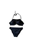 Siyah Makrome İçi Boş Kap Bikini Takım