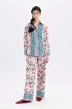 DeFacto Lug Von Siga x DeFacto Poplin Kumaş Pantolon Wide Leg Geniş Paça Desenli Normal Bel C1133AX24SMWT32
