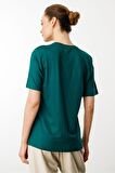Kadın Sıfır Yaka Basic Penye T-shirt Yeşil