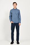 Slim Fit Dar Kesim Düğmeli Yaka Flanel Oduncu Gömlek
