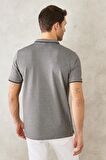 Erkek Çekmeyen Pamuklu Kumaş Regular Fit Geniş Kesim Siyah Kıvrılmaz Polo Yaka Cepli Tişört
