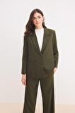 Regular Fit Ceket Yaka Basic Düz Düğmeli Blazer Ceket