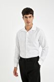 DeFacto Slim Fit Dar Kesim Oxford Basic Düz Pamuk Karışımlı Uzun Kollu Beyaz Gömlek R4340AZ24AUWT34