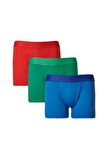 Erkek Saks-kırmızı 3lü Pamuklu Esnek Boxer Paketi