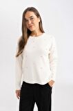 DeFacto Regular Fit Bisiklet Yaka Taşlı Triko Kazak R0726AZ24WNER105