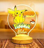 Pokemon, Pikachu Temalı Gece Lambası, Masa Lambası, Pokemon Çizgi Film Karakteri, Çocuk Odası Lamba