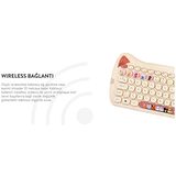 Everest KM-6283 CATTY Renkli Tuşlu Bej 2.4 ghz + BT Kablosuz Q Multimedia Klavye + Mouse + Pad Set