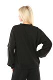 defy's Kadın Oversize Sweat Kol Detaylı Siyah