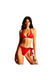 Kırmızı Bir Taraf Kalın İp Bağcıklı Bikini Altı