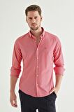 Slim Fit Fuşya Pötikare Gömlek 8HC02ORT10265