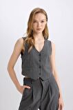 DeFacto Regular Fit Blazer Yelek Crop Basic Düz Düğmeli Z8526AZ24AUAR61