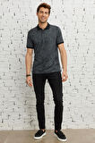 Slim Fit Dar Kesim Polo Yaka Jakarlı Tişört