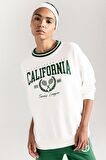 DeFactoFit Oversize Geniş Kalıp Bisiklet Yaka Baskılı Sporcu Sweatshirt D1702AX24AUER105
