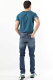 Erkek Dizi Yırtık Jean Pantolon  Mavi