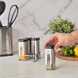 Shinex Inox Standlı 4 Parça Cam Baharat Seti 100 Ml