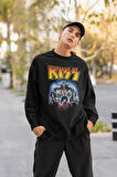 Kiss Rock Metal Müzik Grubu Baskılı Unisex Oversize Sweatshirt