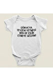 Dünya'ya Teyzem Yetmedi Bende Eşlik Etmeye Geldim Yazılı Pamuklu Yumuşak Unisex Çıtçıtlı Body Zıbın