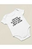 Dünya'ya Teyzem Yetmedi Bende Eşlik Etmeye Geldim Yazılı Pamuklu Yumuşak Unisex Çıtçıtlı Body Zıbın