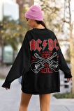 Rock Metal Müzik Grubu Baskılı Unisex Oversize AC DC Sweatshirt