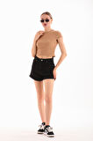 KADIN LİKRALI KISA KOL CROP BLUZ
