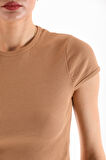KADIN LİKRALI KISA KOL CROP BLUZ