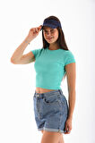 KADIN LİKRALI KISA KOL CROP BLUZ