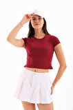 KADIN LİKRALI KISA KOL CROP BLUZ