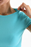 KADIN LİKRALI KISA KOL CROP BLUZ