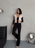 Kadın Cepli Kapitone Kapüşonlu Crop Yelek