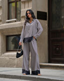 Kadın Oversize Multi Desenli Saten Takım