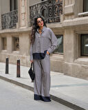 Kadın Oversize Multi Desenli Saten Takım