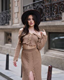 Kadın İkili Triko Büstiyer-Etek Takım 