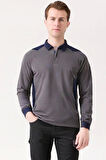 Flora Polo Yaka Sweatshirt - Uzun Kollu, Rahat Kesim, Pamuklu, Günlük ve İş Kullanımı İçin