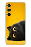 Samsung Galaxy S23 Fe Uyumlu Yan Bakan Siyah Kedi Baskılı Silikon Kılıf