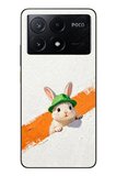 Poco X6 Pro Uyumlu Yeşil Şapkalı Tavşan Baskılı Silikon Kılıf