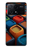 Poco X6 Pro Uyumlu Renkli Kare Puflar Baskılı Silikon Kılıf