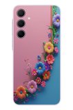 Samsung Galaxy A35 Uyumlu Pembe Mavi Sarmaşık Baskılı Silikon Kılıf
