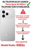 Tecno Spark 40 Uyumlu Pembe Fiyonk ve Kalp Desenli Baskılı Silikon Kılıf