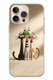 İphone 16 Pro Max Uyumlu Neşeli Kedi Ailesi Baskılı Silikon Kılıf