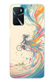 Oppo A16 Uyumlu Rengarenk Bisikletli Kız Baskılı Silikon Kılıf