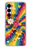 Samsung Galaxy S25 FE Uyumlu Renkli Gökkuşağı Çiçekleri Baskılı Silikon Kılıf