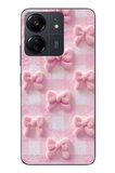Redmi 13C Uyumlu Pembe Kurdeleler Baskılı Silikon Kılıf