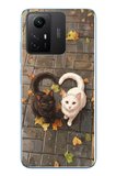 Redmi Note 12S Uyumlu Kalp Kuyruklu Kediler Baskılı Silikon Kılıf