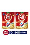 Pril Gold 140 Yıkama Bulaşık Makinesi Deterjanı Tableti (2 x 70'li Paket) + Makine Kokusu Hediye