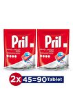 Pril Hepsi Bir Arada 90 Yıkama Tablet Bulaşık Makinesi Deterjanı 2x45 Adet 