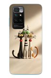 Redmi 10 2022 Uyumlu Neşeli Kedi Ailesi Baskılı Silikon Kılıf