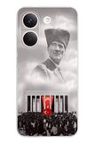POCO X8 PRO Uyumlu Bulutların Üzerindeki Lider Kalpaklı Atatürk Baskılı Silikon Kılıf