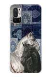 Redmi Note 10 5G Uyumlu Mavi Kilim Desenli Siyah ve Beyaz At Baskılı Silikon Kılıf