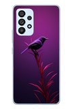 Samsung Galaxy A53 Uyumlu Mor Kuş Dalda Baskılı Silikon Kılıf